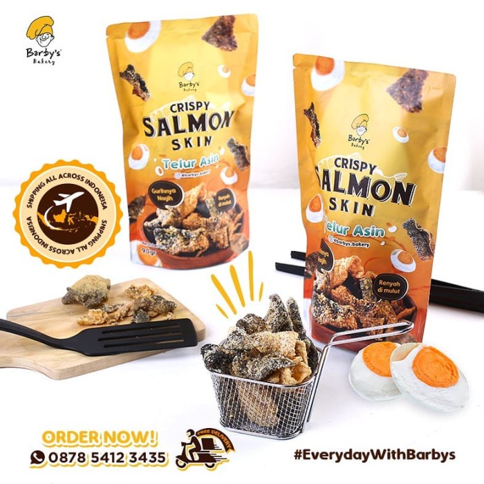 

TERBARU Crispy Salmon Skin /Kulit Salmon/Kulit ikan Salmon/ Kripik/ Krupuk - salted egg