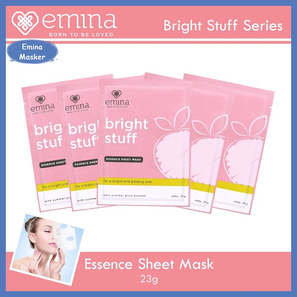 EMINA BRIGHT STUFF SERIES ( MOIST CREAM / SHEET MASK / FACE TONER / FACE WASH / LOOSE POWDER / TONR UP CREAM )