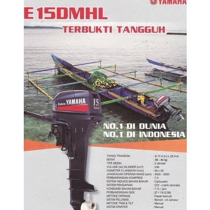Outboard Mesin Motor Tempel Yamaha 15 Hp 2 Tak E15Dmhl