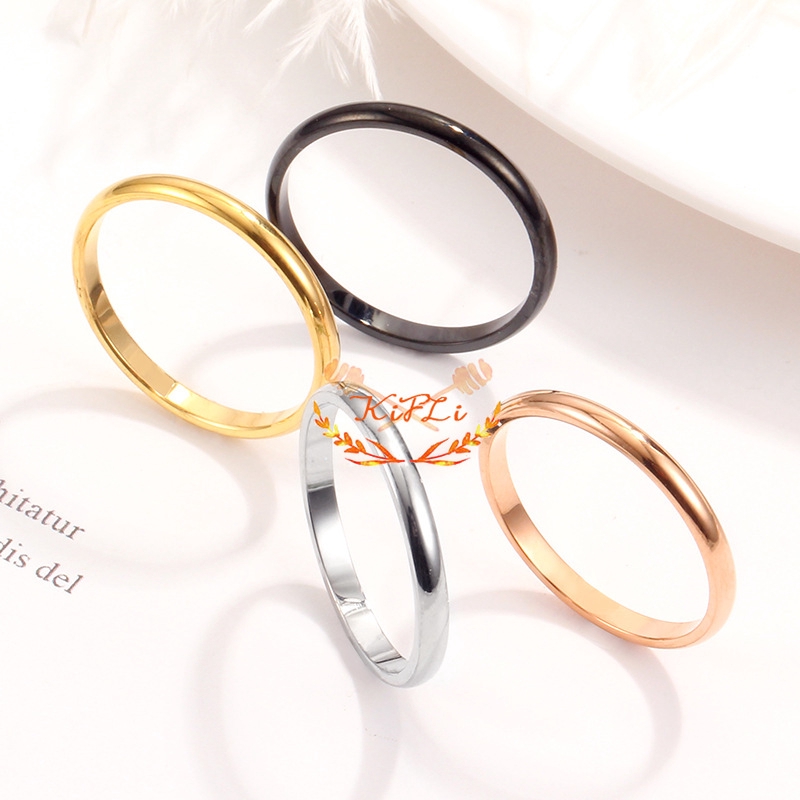 Cincin Pertunangan,Pernikahan Bahan Titanium Steel Lapis,Silver Rose Gold