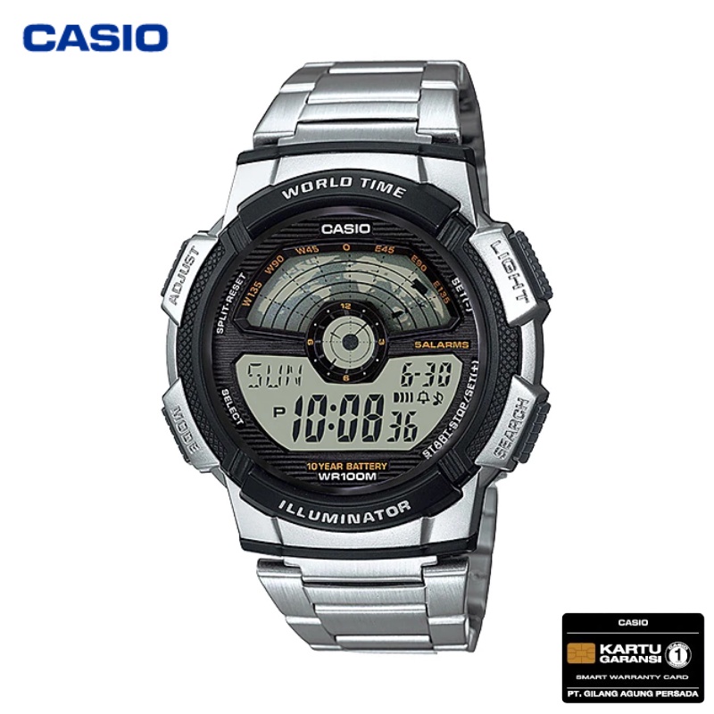JAM TANGAN PRIA CASIO AE-1100WD-1A ORIGINAL - AE1100WD SILVER