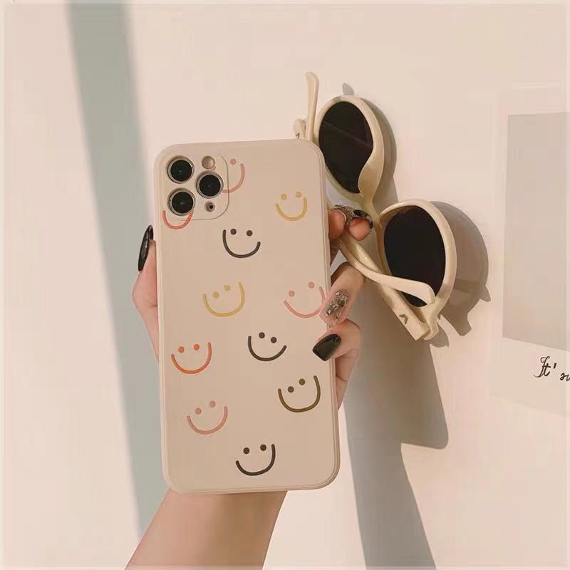 Casing Smile-ing Square Edge Case Oppo A16 A74 A35 Reno 4 Reno 5 A94 A15 A35 A12 A54 A5s A3s A53 A33 2020 Reno 5F  F19pro A7 A12E A11K A15s A5 A9 2020 Reno 4F Reno 4Lite A92 A52 A72 A11 A31 2020 A1K Colorful Cute Kawaii Smiley Soft TPU Casing Cover-Y1