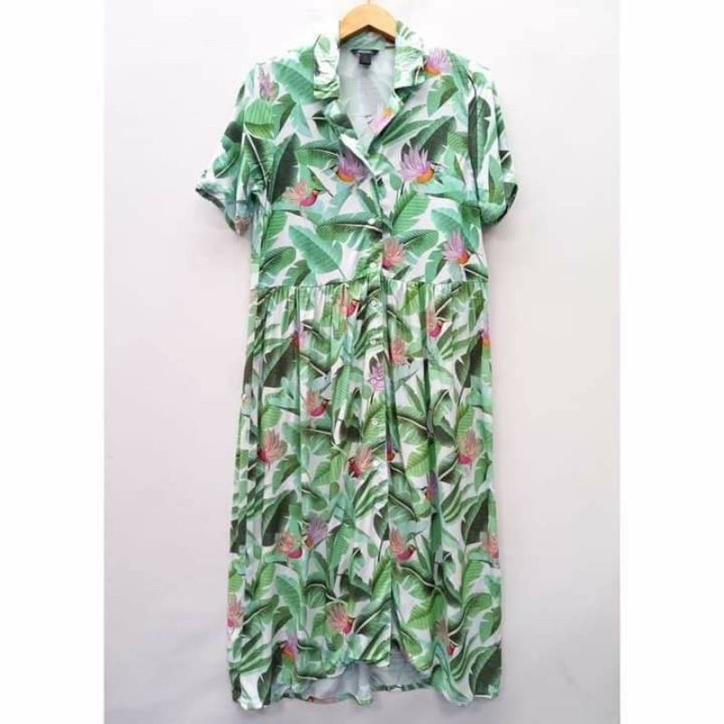 MONKL Green Leafs Long Dress (Longsleeve)