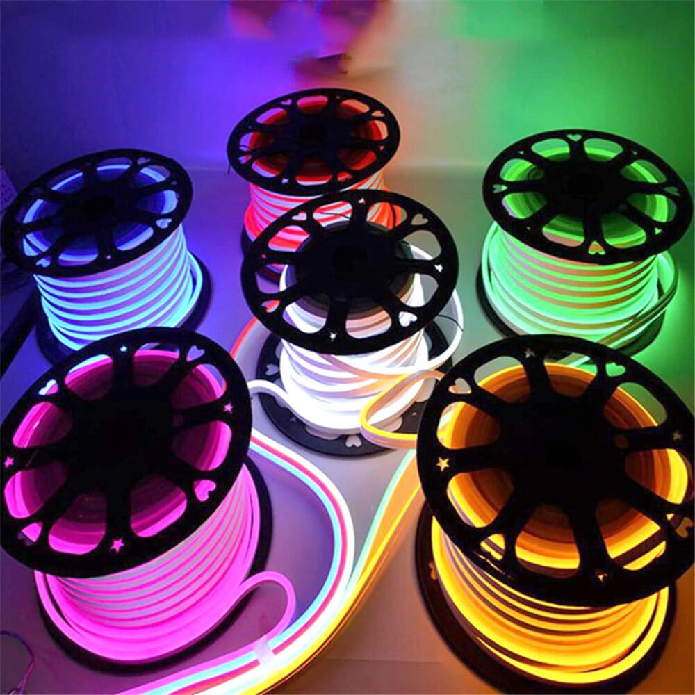 Lampu strip neon flexible waterproof ip 65 Paket 5 meter 10 meter Lengkap Tinggal Colok