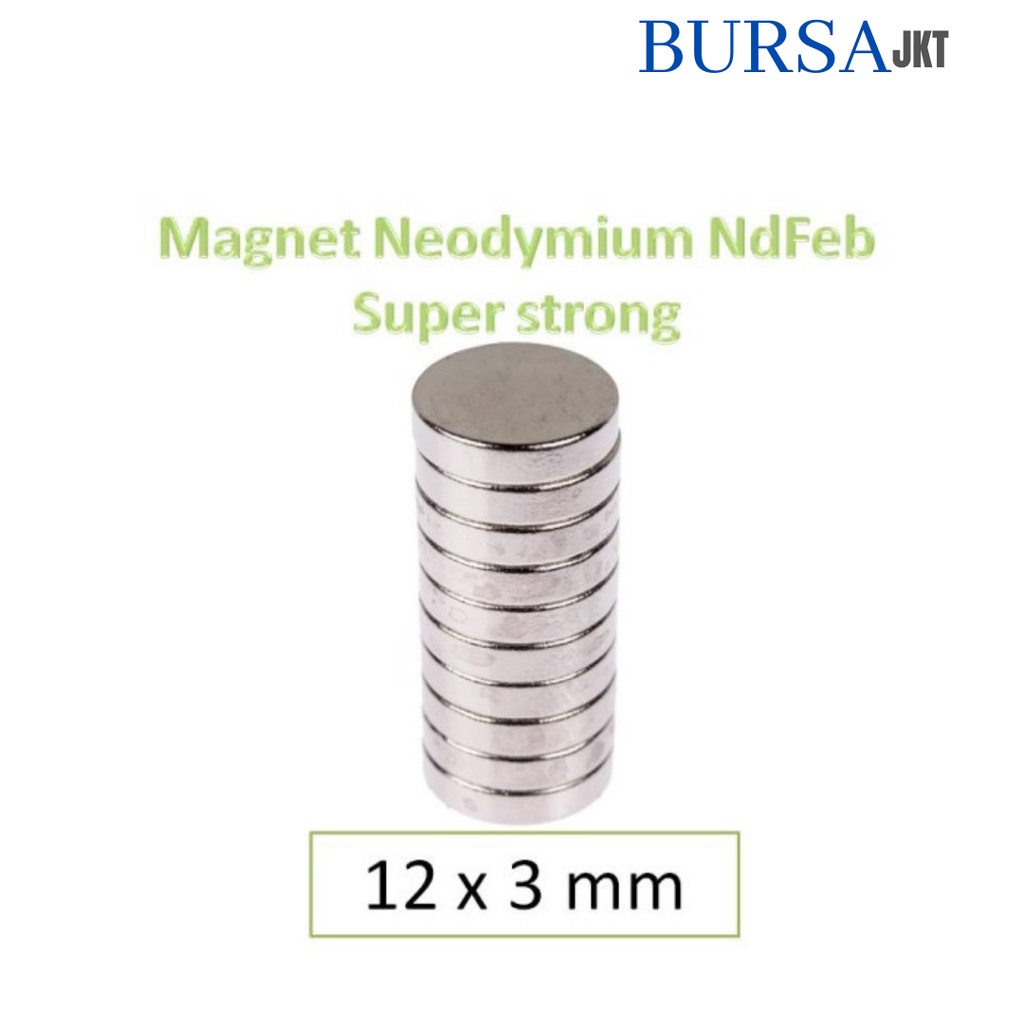 MAGNET SUPER KUAT N52 NEODYMIUM N52 BULAT STRONG NdFeB 12 x 3 MM