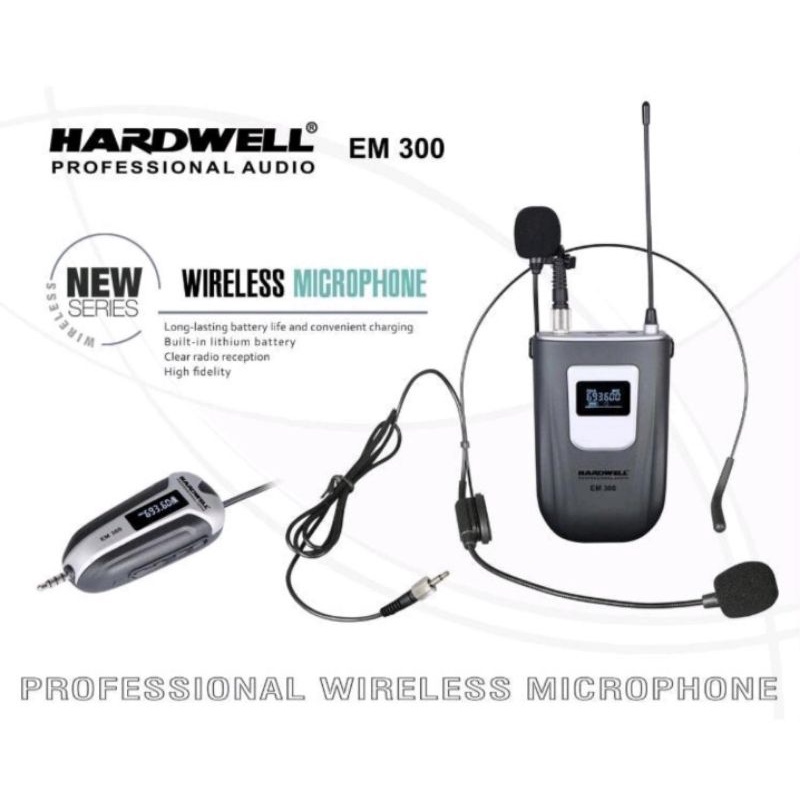 Mic Wireless HARDWELL EM 300 | EM300 (ORIGINAL 1 Clip On + 1 Headset