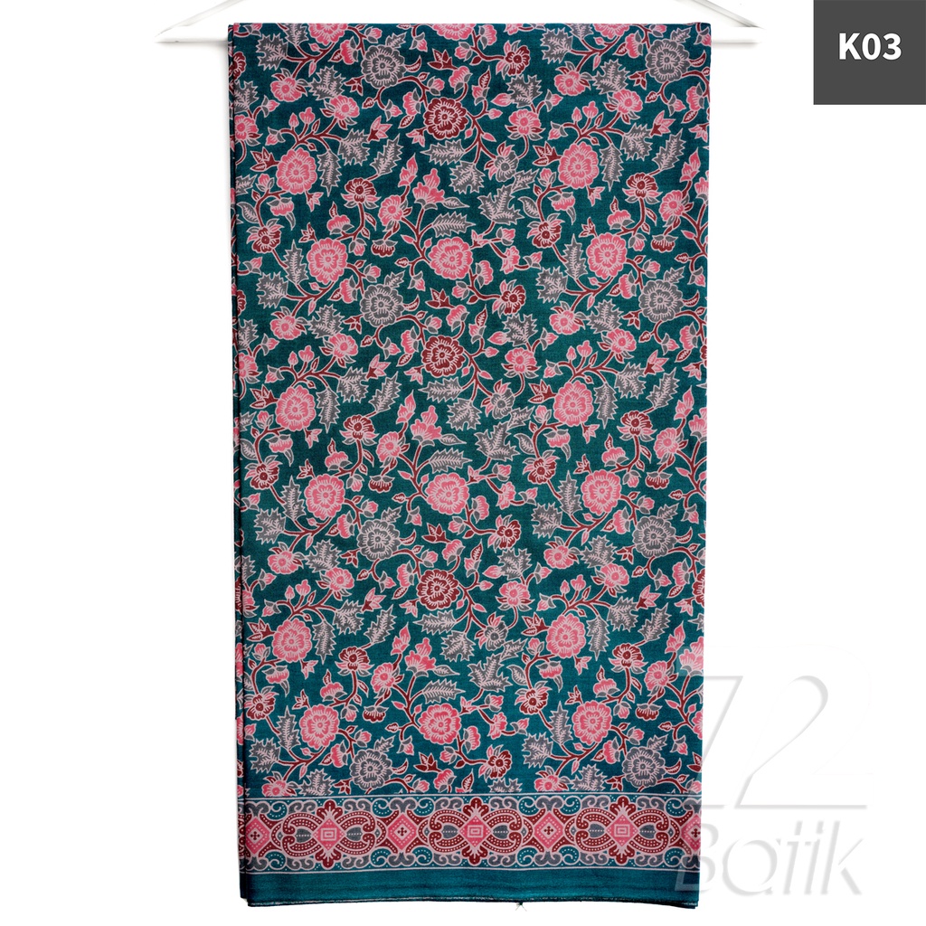 BAHAN BATIK PREMIUM Katun Motif Kembang Warna Hijau Merah Muda 724197 Cap 72 Jarik Jarit Samping Kebat Panjang Batik Katun Modern Premium Bahan Seragam Batik Pernikahan Kantor Keluarga Murah Kamen Jadi Batik Bali Lembaran