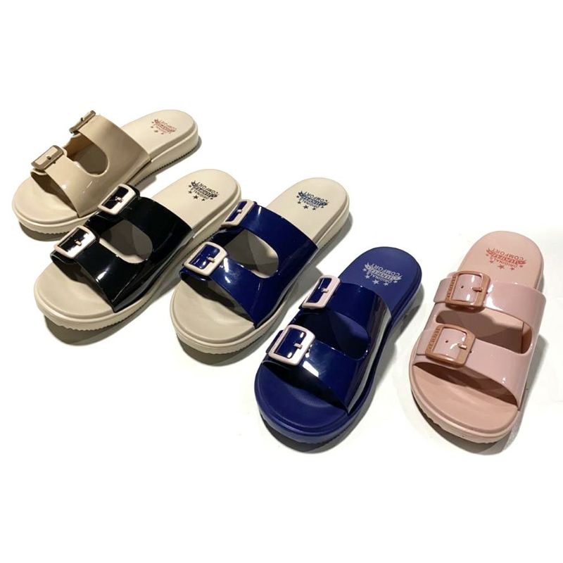 0SANDAL JELLY LUOFU WANITA BAN MODEL DUA GESPER E7188-BW (B2) SIZE 36-40