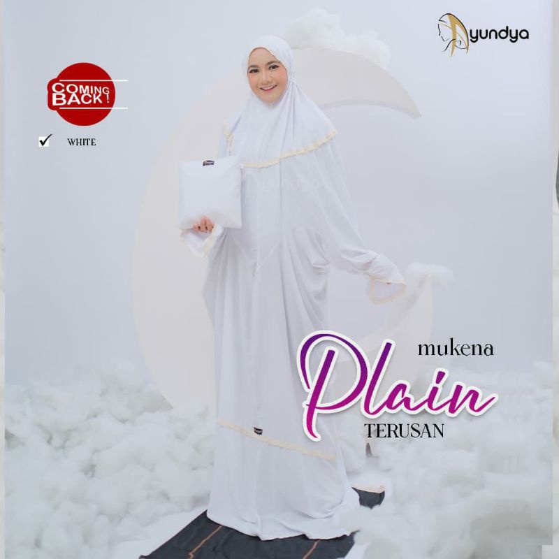 (airasfashop) mukena terusan warna putih by ayundya plain
