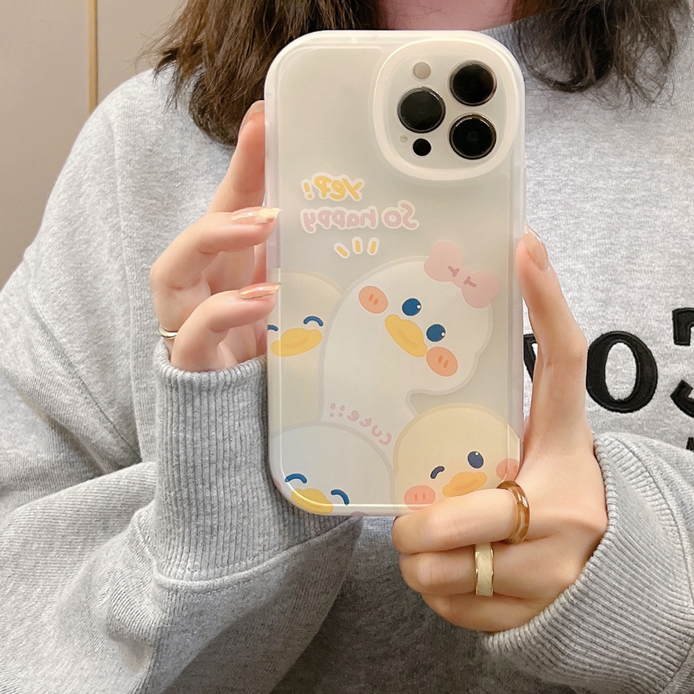 Case TPU Transparan Motif Kartun Bebek Untuk iPhone 11 7Plus 8Plus Xr XS Max 13 12 Pro Max 11 XSMAX 8p X 12