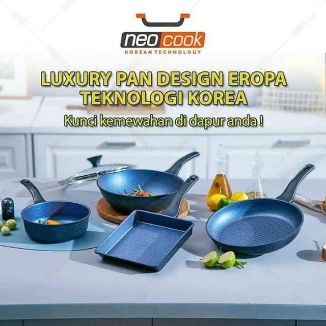 Neo Cook Fry Pan Wok Pan Square Pan Panci Keramik Antilengket Antigores Panci Korea Nonstick