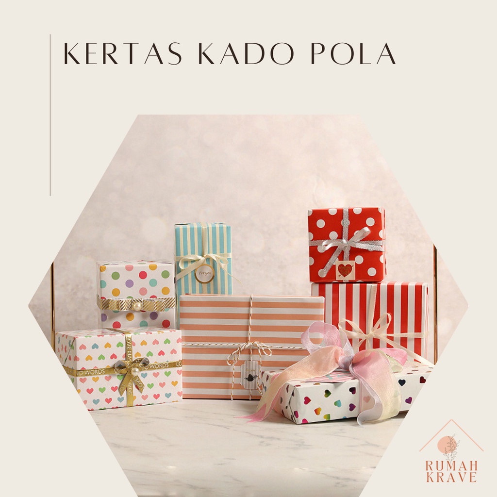 

RUMAH KRAVE - NEW! Kertas Kado Pola Pattern Polkadot Stripes Garis