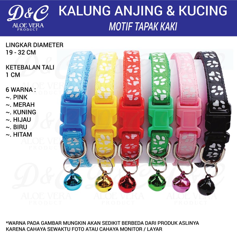 Kalung Lonceng Anjing Kucing Kecil Motif Tapak Kaki