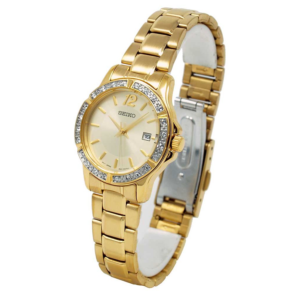 Seiko Ladies SUR714P1 Swarovski Gold Coating - Jam Tangan Wanita SUR714