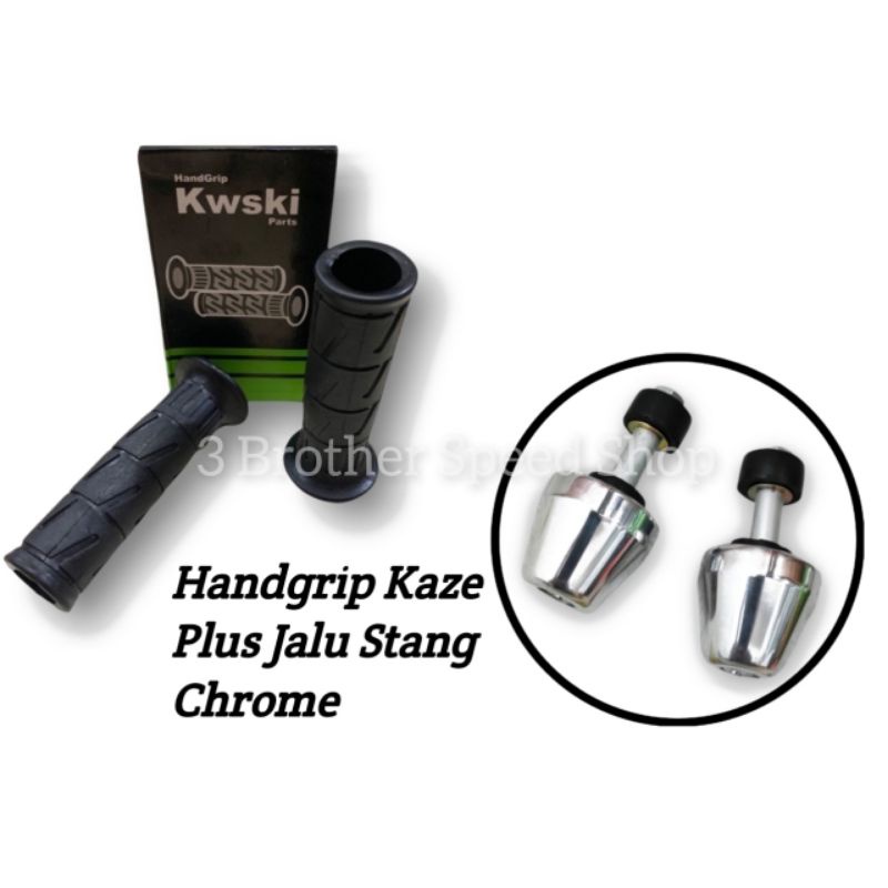 Handgrip Kawasaki Original Kaze Plus Jalu Bandul Stang Stir Chrome Kawasaki