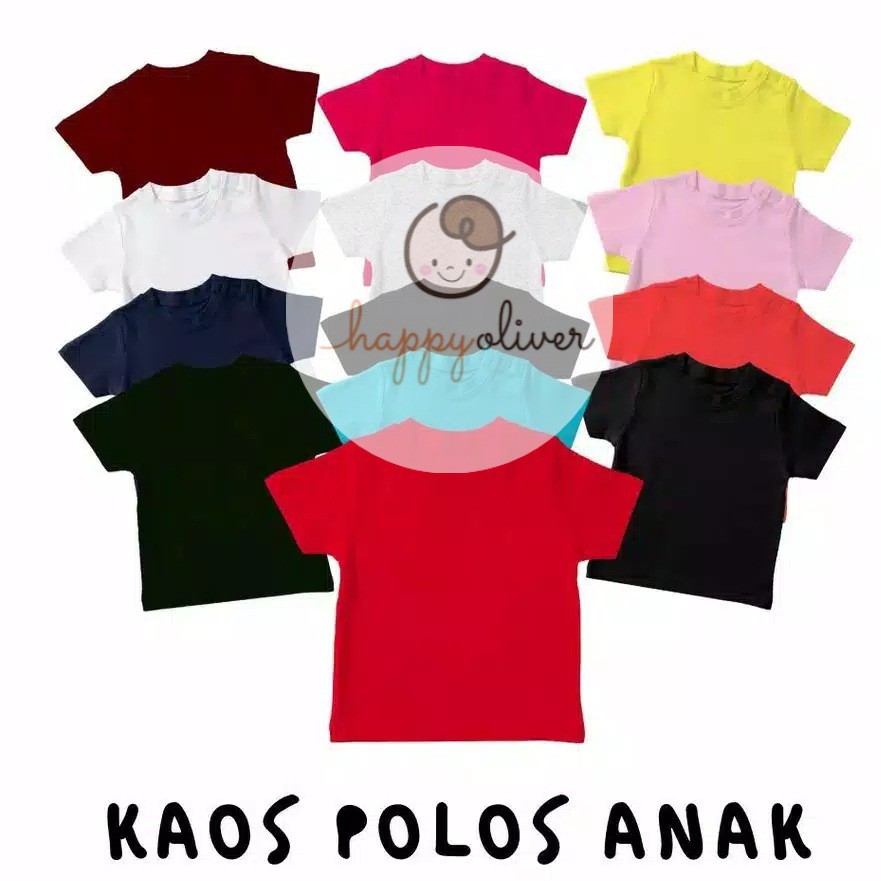 HappyOliver KAOS POLOS ANAK ADEM NYAMAN BAHAN KATUN COMBED 30S KAOS ANAK MURAH 4-8 TAHUN