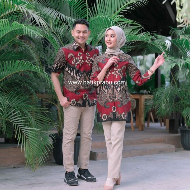 Batik pasangan couple sarimbit pria &amp; wanita batik seragam couple KMC01