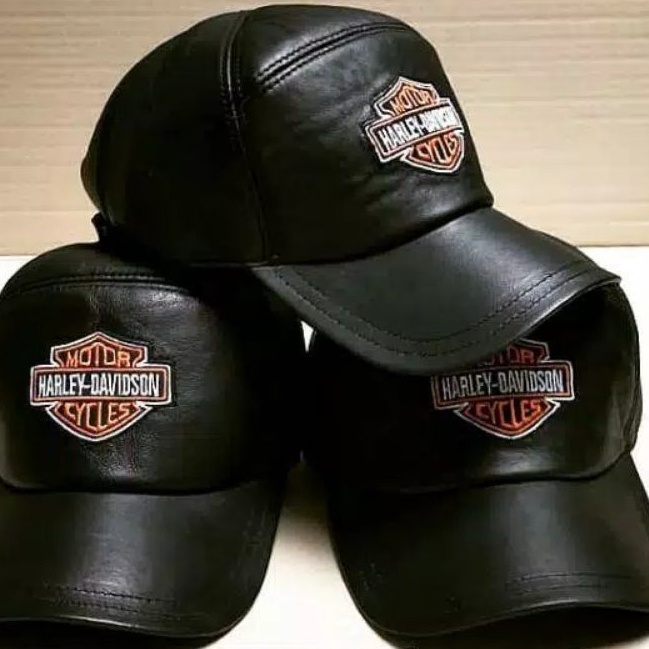 topi kulit domba asli Harley davidson