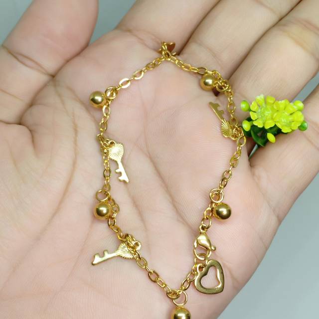Gelang tangan titanium gold gelang titanium