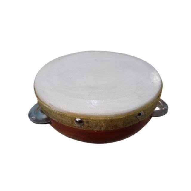 Alat Musik Hadroh Rebana Qosidaan dengan Kecrekan Diameter 16 cm Bahan Kayu Mahoni dan Kulit Kambing