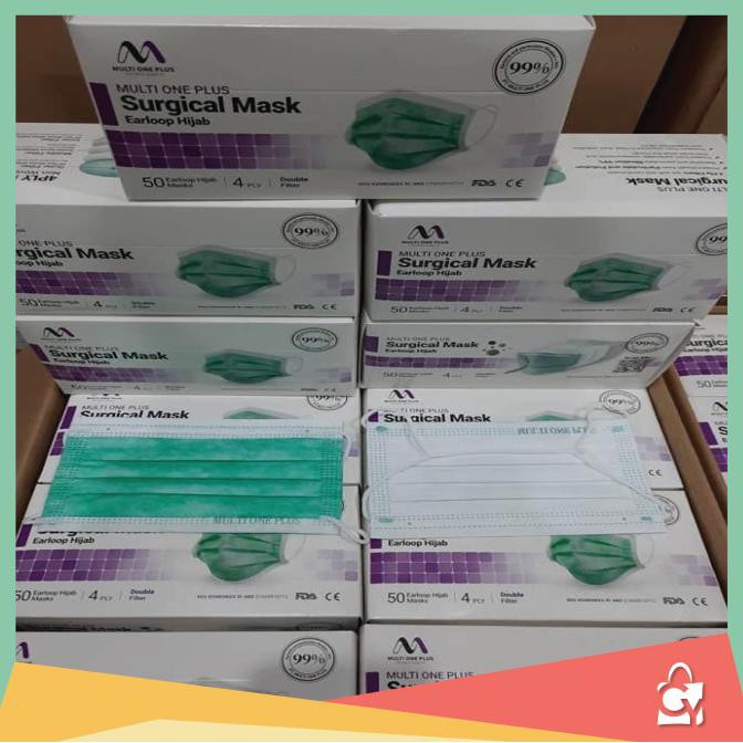 Best Quality Mop 4Play Hijab Surgical Masker Isi 50Pcs