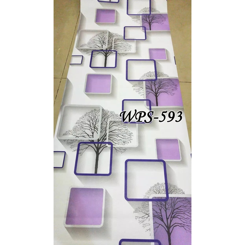 WALLPAPER STIKER DINDING RUMAH KOTAK 3D UNGU WPS593 WALPAPER WALPEPER DEKORASI RUANG TAMU KAMAR