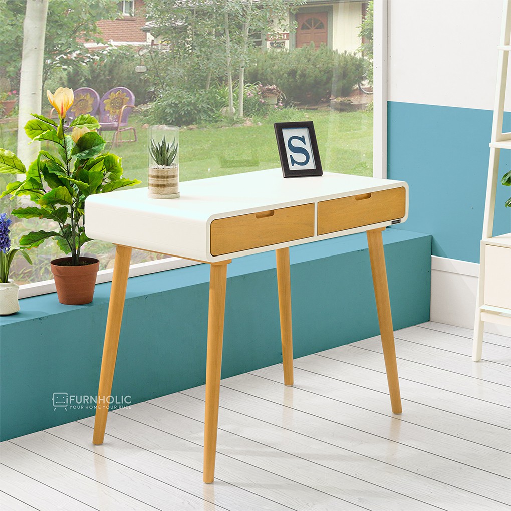 IFURNHOLIC Theo Mini Desk | Meja Kerja Kayu | Meja Belajar Minimalis | Meja Konsul