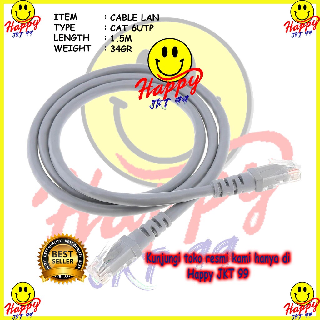 [ HAPPY JKT 99 ] KABEL LAN UTP 1,5M 1.5M 1,5 1.5 M METER CAT6 CAT 6