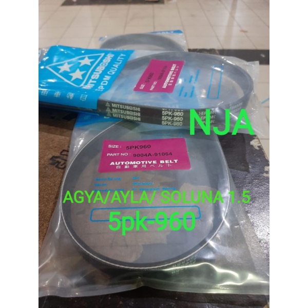 fan Van v belt Tali kipas 5pk960 Agya Ayla Soluna 1.5cc 5pk-960