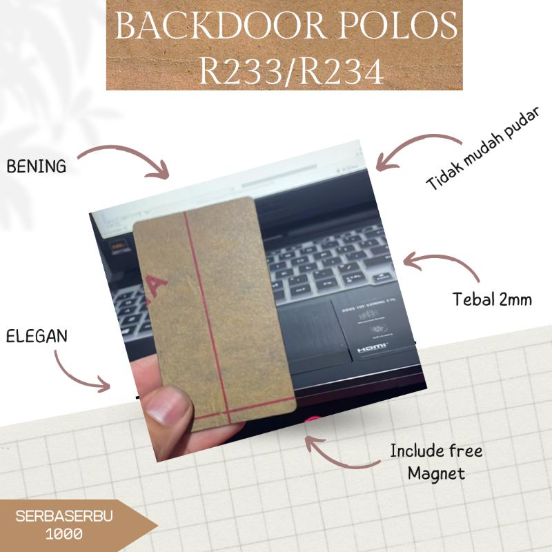 Panel BACKDOOR R233/R234 POLOS | Termurah Siap Kirim Free Magnet