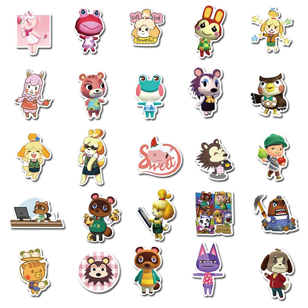 50pcs Pack Hot Game Sticker Animal Crossing Stickers For Skateboard Guitar Motorcycle Laptop Girls Waterproof Sticker Toy