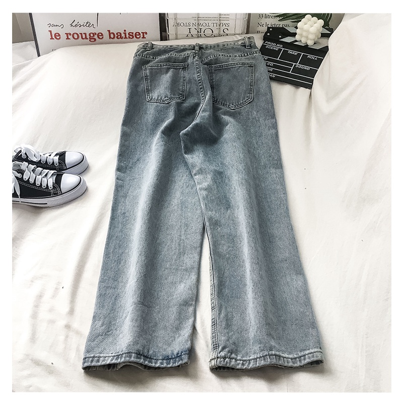 SNOW BLUE HIGHT WAIST KULOT JEANS WANITA PREMIUM（realpict）