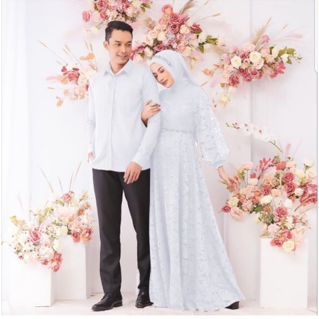 BAJU MODEL - ZULAIKHA Couple Keluarga Pasangan Suami Istri Brukat Set Baju Muslim Couple Remaja Kekinian Brokat Corneli Terbaru