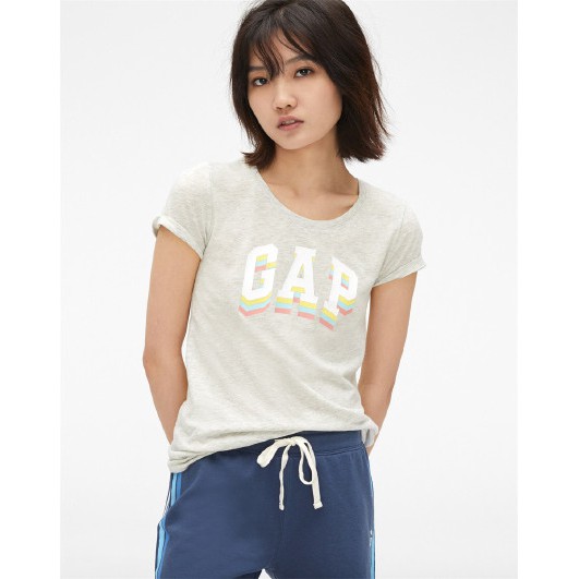KAOS WANITA Gap Logo Short Sleeve Crewneck T-Shirt Shadow Grey