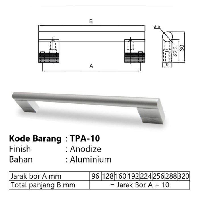 Tarikan Lemari / Tarikan Laci / Handle HUBEN TPA 10 (160 mm)