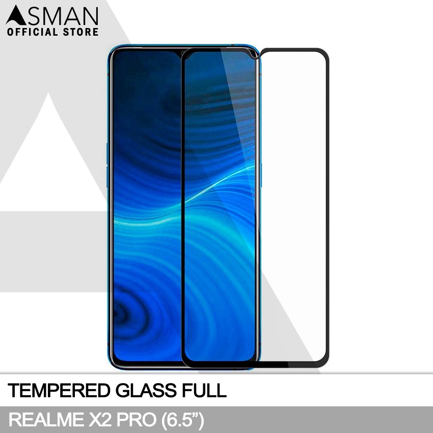 Tempered Glass Full Realme X2 Pro (6.5&quot;) | Anti Gores Kaca - Hitam