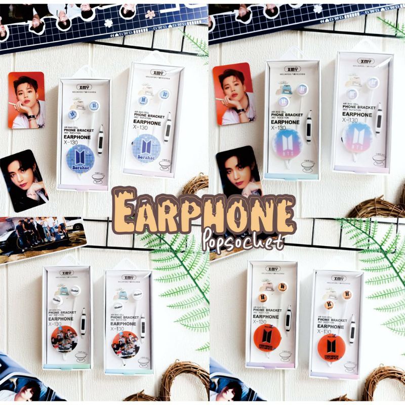 Earphone Popsocket BTS EXO NCT Earphone Mic BTS EXO NCT Popsocket BTS EXO NCT K-Pop PDT BORAHAE LOGO