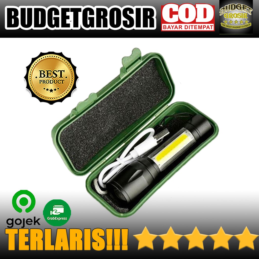 Senter Albinaly LED USB Rechargeable Q5 + COB 2300 Lumens - TaffLED