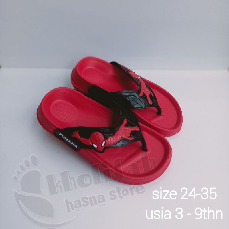 SANDAL JEPIT ANAK LAKI-LAKI SPIDERMAN FUHAHA 30-35 TERBARU