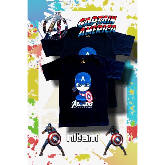 baju anak kaos hitam karakter avenger superhero kapten amerika murah bandung|grosir konveksi