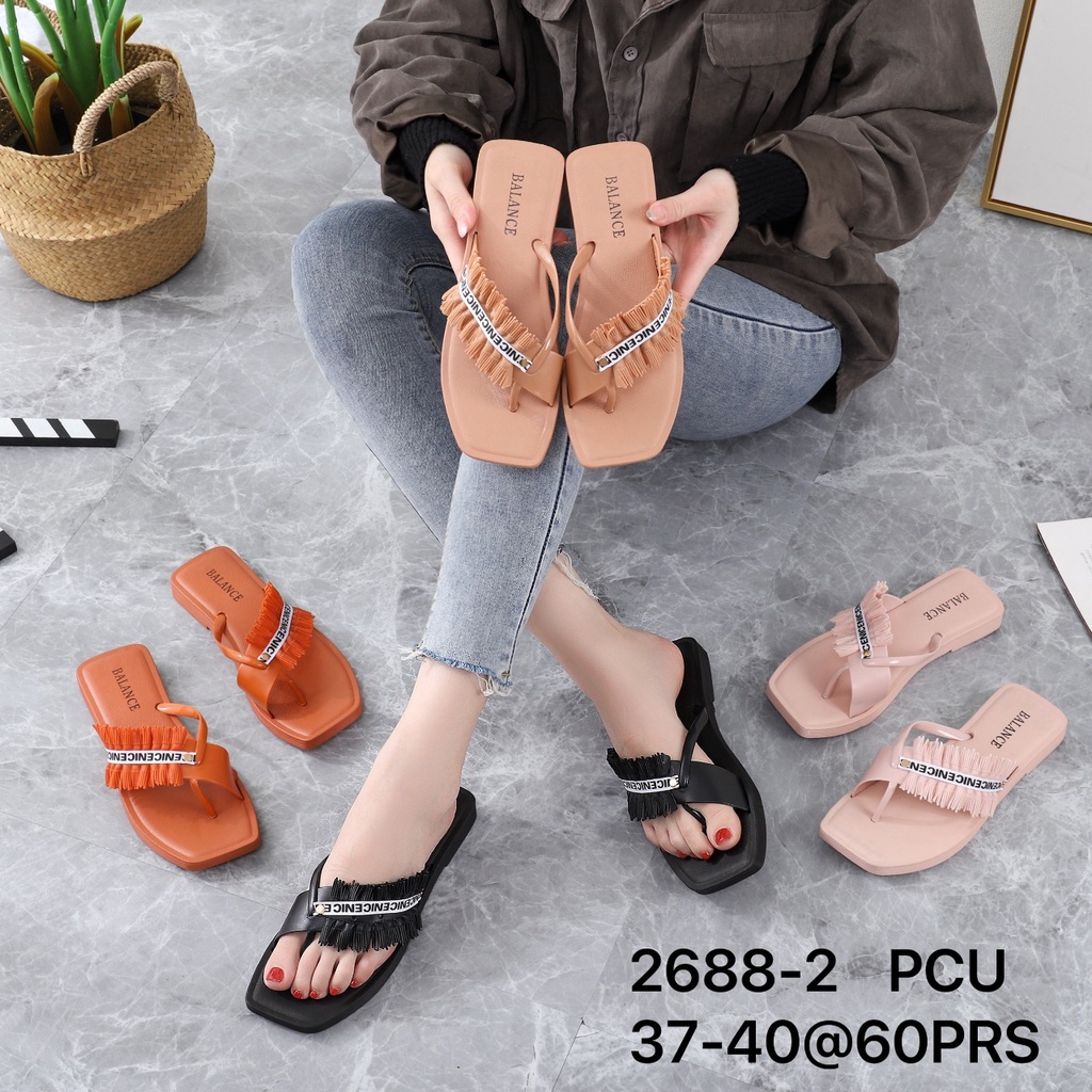 BALANCE Sandal Jepit Wanita Jelly Import Elastis Bahan Karet Empuk Motif Renda Nice 2688-2