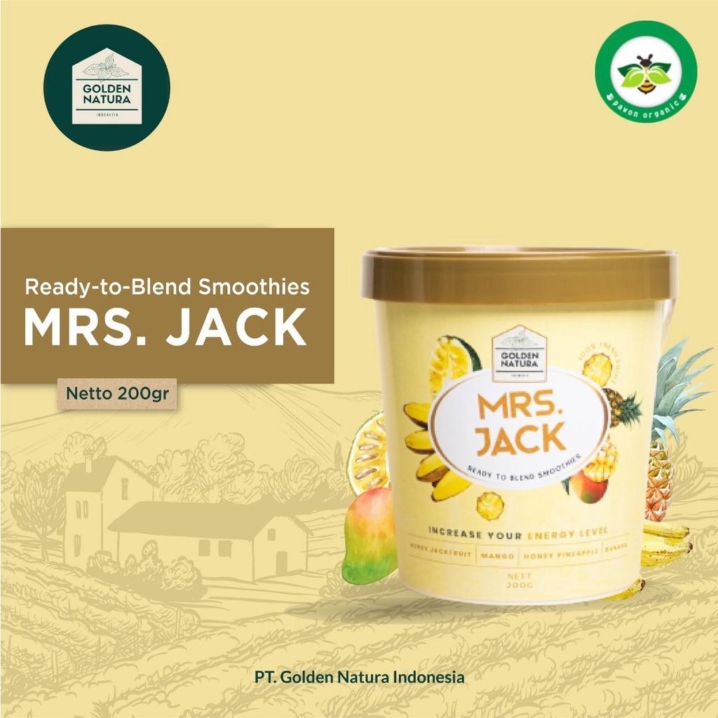 

Premium Ready-to-Blend Mrs.Jack Smoothies | Golden Natura Smoothies Buah Beku