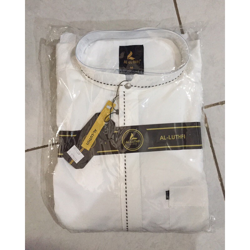Setelan Kurta Al Luthfi / Set Pakistan lengan pendek Warna Putih