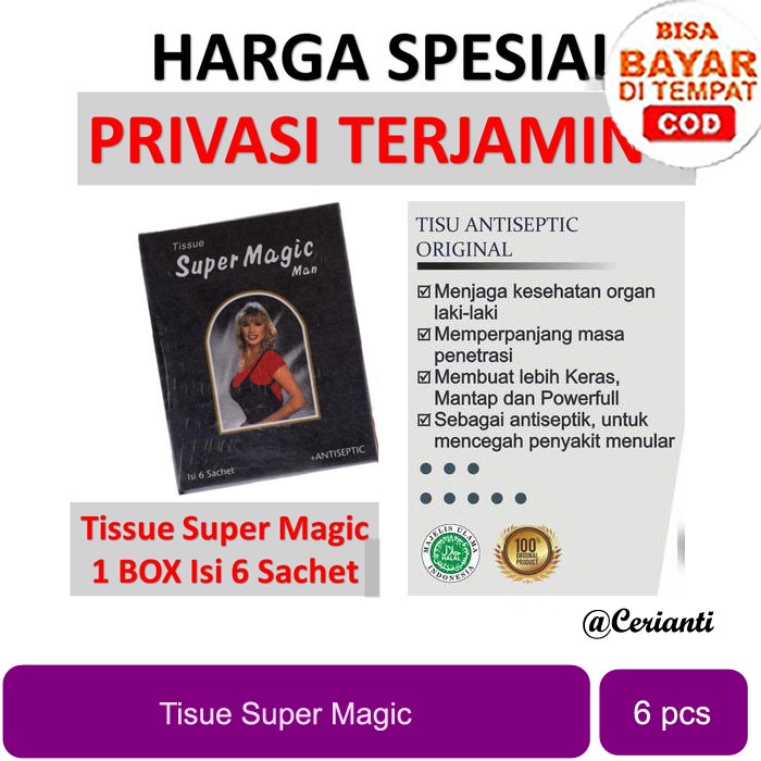 Tisu Magic Man Original isi 6 Sachet Tissue Super Magic Power Tissu_Cerianti