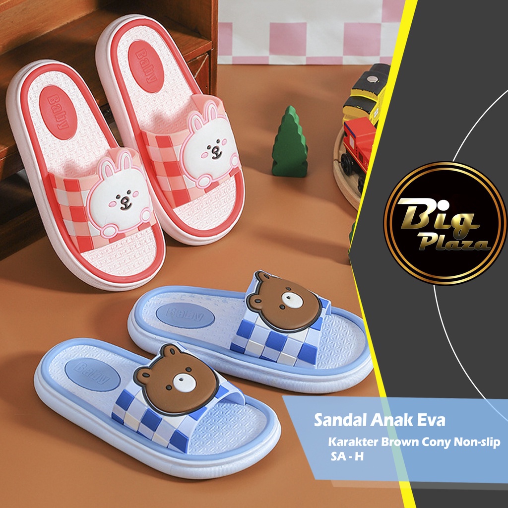 SA-H Sendal / Sandal Anak Eva Lembut Karakter Bear Rabbit Non-slip 0795