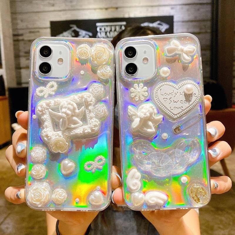 Soft Case TPU Transparan Motif Kartun 3D Dengan Kartu Untuk iPhone 13 12 11 Pro MAX Mini X XS MAX XR SE 2022 2020 7 8 Plus