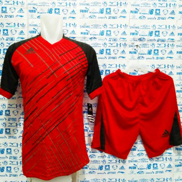 Baju Kaos Futsal Jersey Bola Setelan Futsal Adidas OX
Merah List Hitam