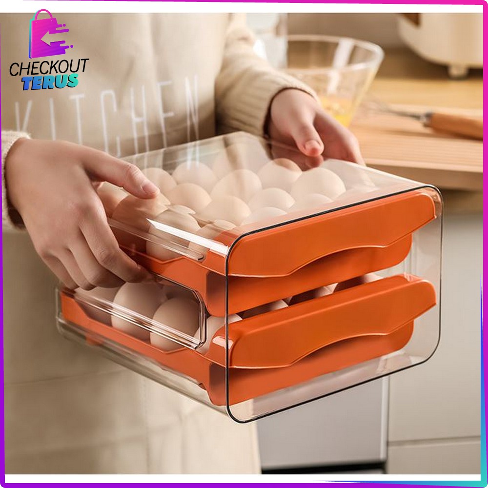 CT C410 Tempat Telur 2 Tingkat Kotak Penyimpanan Telor Serbaguna Kotak Telur 2 Susun Egg Storage Box Organizer