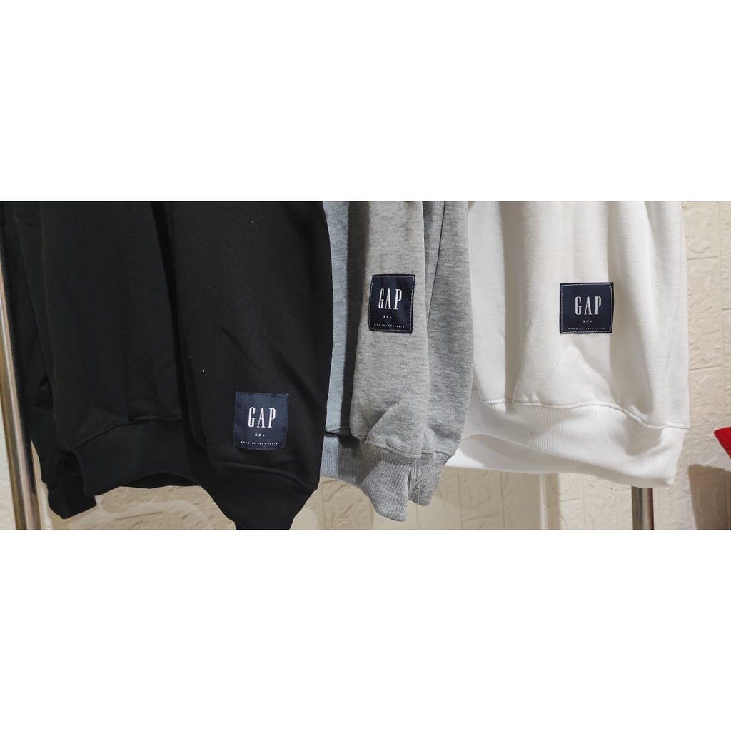 Sweatshirt GAP Model Crewneck Teks Bordir Premum Quality Full Tag Label untuk Pria dan Wanita