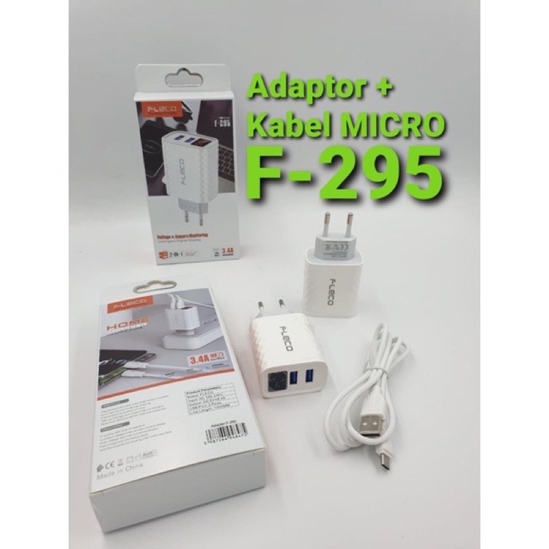 PROMO CHARGER FLECO F295 2USB DIGITAL INDIKATOR FOR MICRO TYPE C